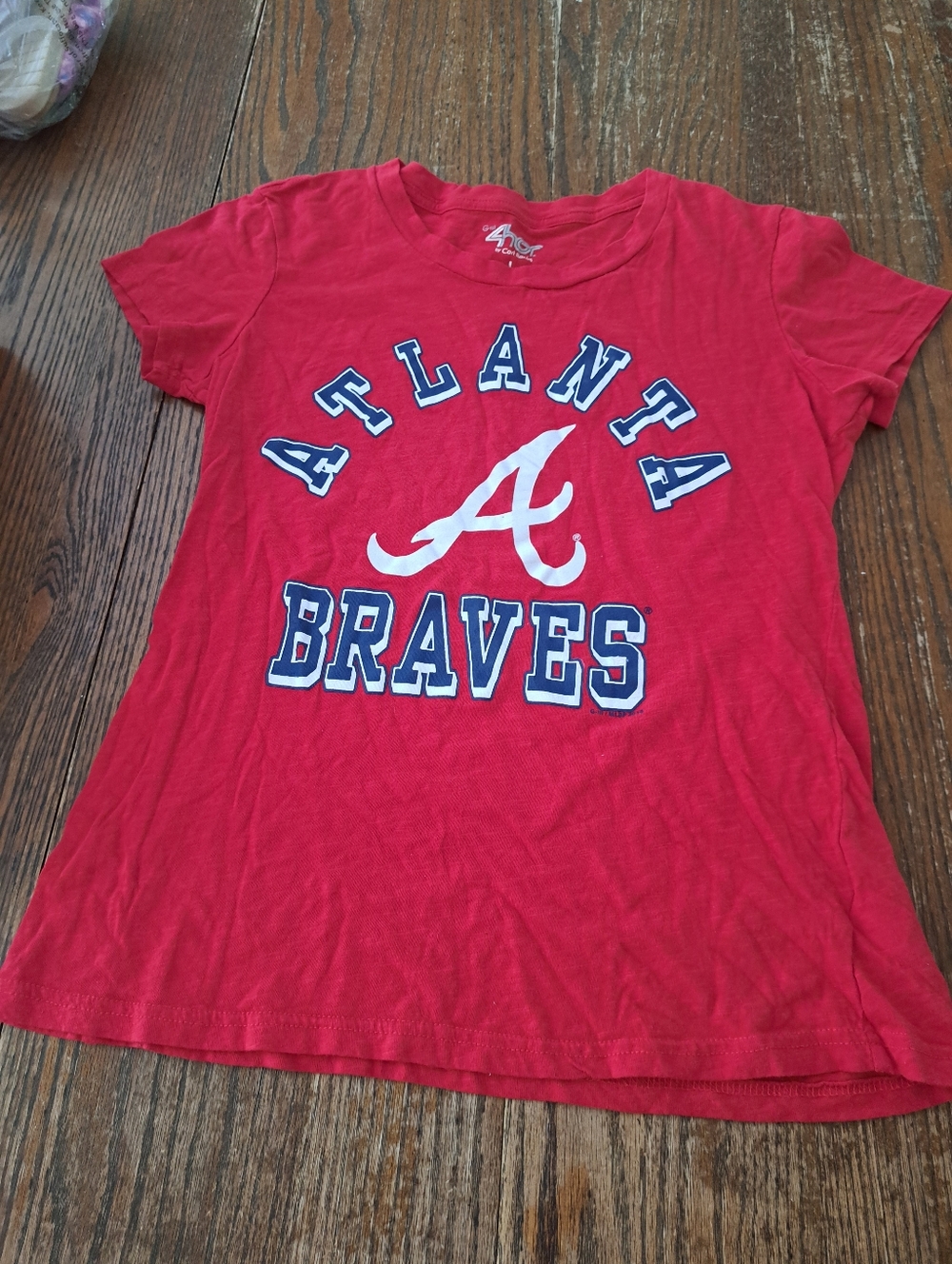 Large GIII Apparel 4Her By Carl Banks Atlanta Braves Red Tee Tshirt Top Baseball